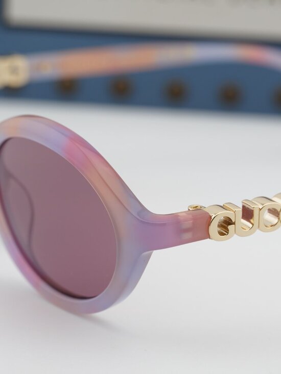 Gucci GG2153S 005 Oval Sunglasses – Pink Havana / Violet main image 5